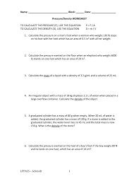 Science 8 density calculations worksheet. Name Block Date Pressure Density Worksheet To