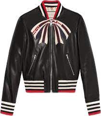 Vespagirl Jakne Kaputi Gucci Leather Bomber Jacket 3 900 00 Trendme Net Striped Leather Jacket Gucci Jacket Jackets Men Fashion