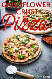 Cauliflower Crust Pizza With Artichokes Roasted Red Pepper Recipe Vegetarian Pizza Recipe Stuffed Peppers Cauliflower Crust