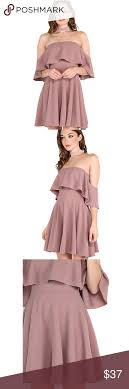 Off The Shoulder Ruffle Party Cocktail Dress 95 Polyester 5 Spandex No Chocker Off The Shoulder Ruffle Details Skater Style Soli Dresses Fashion Outfits