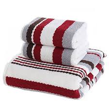 Plush and absorbent luxury bath towels, bath sheets, washcloths, and hand towels made from the world's finest fabrics. Ustide Red Striped Bath Towels Set Soft Hand Towels 100 Cotton Face Towels 3 Pieces 1 Bath Towel 2 Hand Towels Buy Online In Barbados At Barbados Desertcart Com Productid 32495893