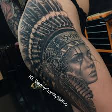 Black And Grey Realism Tattoo Ideas Realistic Native Indian Tattoo On Sleeve Design Lovely 68 Best Black And Grey Realism Tattoo Desi Thigh Piece Tattoos Native Indian Tattoos Indian Girl Tattoos