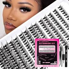 DIY Lash Extension Kit 30D Curl 8-16mm 280 pcs Wispy Individual Eyelashes  Cluster with Lash Bond and Seal, Lash Tweezers and Lash Brush False Lashes  ...