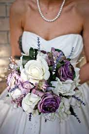 Artificial wedding bouquets silk bridal bouquet. The Velvet Bird Purple Wedding Bouquets Flower Centerpieces Wedding Purple Wedding