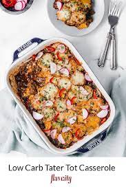 Nobody dislikes a cheesy tater tot, so incorporate them into your next family brunch with this tater tot breakfast casserole. Mexican Tater Tot Casserole Low Carb Keto Approved Recipe Mexican Tater Tot Casserole Tater Tot Casserole Healthy Casserole Recipes