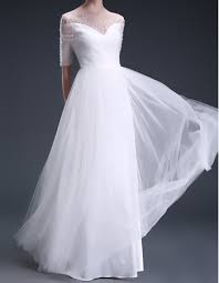 Simple wedding dresses with sleeves are favorites for many women because they are the best choice for all ages, styles and seasons of the year. Elegant Beaded Illusion Neckline Ruched Tulle Wedding Dresses With Half Sleeves Us 109 95 Buybuystyle Com