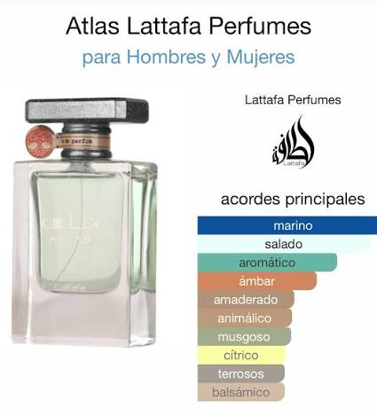 Atlas de Lattafa Este perfume se encuentra inspirado en Megamare de Orto  Parisi. Lattafa Atlas se caracteriza por un acorde acuático refrescante y  tonificante, capturando la esencia del mar. Las notas altas
