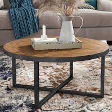 Pairing Metal With Wood This Coffee Table Was Made To Anchor An Industrial Seating Ensemble Or Moder Round Glass Coffee Table Coffee Table Retro Coffee Tables