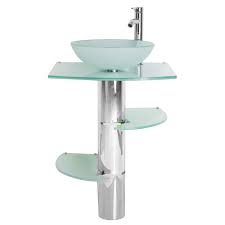 frosted glass vessel sink combo set