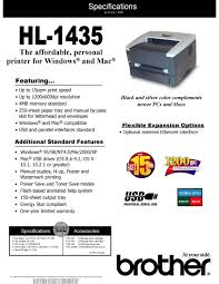 Brother printers are great for everyday documents and photos but its brother's dedication to offering the best laser printer technology that made them one of the pioneers in the print industry. Brother 1435 Hl B W Laser Printer Specifications Pdf Download Manualslib