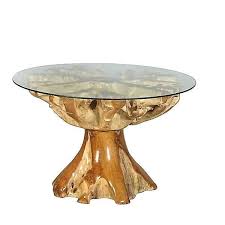 Fabulous Teak Root Dining Table With Glass Top 48 D X 31 H Dining Table Teak Wood Teak