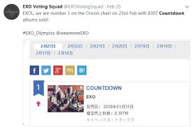 Exo Chart Records Exo Countdown Ranks No 1 On Oricon