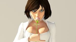 cleavage, Elizabeth (BioShock), BioShock Infinite, white background, pink  flowers, flowers, video games, artwork, BioShock, frontal view, video game  girls, CGI, video game art | 1920x1080 Wallpaper - wallhaven.cc