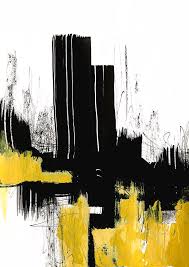 Black colour painting texture on white background. Yellow Black Abstract Painting By Ela Szczepaniak