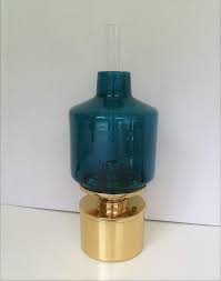 Sourcing guide for kerosene lamp: Swedish Modern Hans Agne Jakobsson Ab Markaryd Brass Blue Glass L 47 Oil Lamp For Sale At 1stdibs