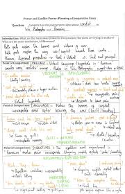 Example Poetry Comparison Plan Essay Plan How To Plan Essay Questions