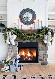 Look through gray stone fireplace pictures in different colors and styles. White Rustic Christmas Mantel Rustic Christmas Mantel Fireplace Mantel Decor Stone Fireplace Decor