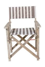 Australian House Garden Portsea Padded Directors Chair In White Wash Aged Timber Charcoal Stripe