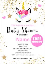 Create custom baby shower invitations using fotojet's baby shower invitation. Free Printable Unicorn Baby Shower Invitations Template