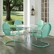 28 square, 5mm thick glass, 1.375 edge top, decorative black rattan edge band; Crosley Furniture Griffith Metal Five Piece Outdoor Dining Set 40 Dining Table In White Finish With Aqua Finish Chairs Walmart Com Walmart Com