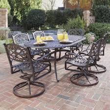 Phi villa outdoor dining set for 4, 5 pcs patio dining table & chair set clearance with 4 swivel dining chairs & 1 square 37x 37 umbrella dining table (1.57 hole), for outdoor kitchen lawn & garden. Home Styles Biscayne 7 Piece Bronze Frame Patio Set Lowes Com In 2021 Metal Outdoor Chairs Patio Style Metal Patio Furniture