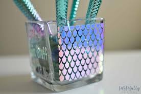 5x7 mermaid scales mermaid birthday invitation photo card customize the. Diy Mermaid Makeup Brush Holder Dollar Store Craft Tastefully Frugal