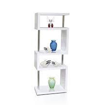 Miami Slim High Gloss Shelving Unit White Shelving Unit High Gloss Bookcase Glass Shelving Unit