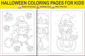 306 1 4 tired of boring old crayon. Halloween Coloring Pages For Kids Grafico Por Pro Designer Creative Fabrica