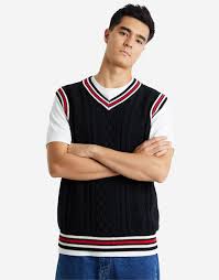£39.00 gbp + £1.99 standard uk delivery. Cable Knit Cricket Vest In Black Hallensteins Nz