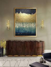 Large Abstract Oil Painting Wall Art Gold Painting Wall Decor Abstractart Blue And Teal Wall Art Painting Gold Leaf Art Oil Painting Abstract