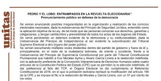 La posible inhabilitación de candidatos legalmente inscritos, con todos los requisitos cumplidos a cabalidad puede ser un golpe artero para la democracia. Bolivia Pronunciamiento Publico En Defensa De La Democracia Coalicion Regional