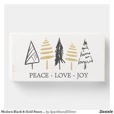 Modern Black Gold Peace Love Joy Christmas Tree Wooden Box Sign Zazzle Com In 2020 Christmas Wooden Signs Joy Sign Diy Joy Sign Christmas