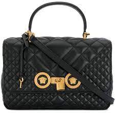 versace quilted icon shoulder bag farfetch handtasche leder handtasche schwarz lederhandtaschen