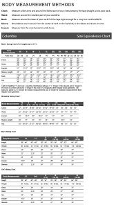 60 Scientific Columbia Youth Jacket Size Chart