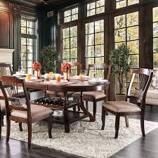The deep walnut finish and tapered legs give an industrial and. Jordyn Traditional Brown Cherry Finish Oval 5 Piece Dining Set With Extension Leaf