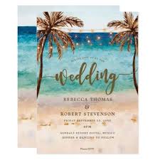Tropical Beach Scene Modern Wedding Invitation Zazzle Com Modern Wedding Invitations Beach Wedding Invitations Tropical Wedding Invitations