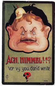USA Old Famoss Postcard Comic Ach Himmel !Vor vy you don'd write ? 1909 |  eBay