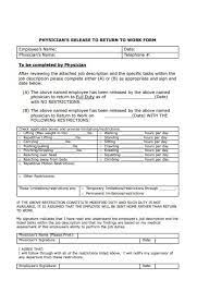 This form explains the light duty program to the physician and . Free 50 Return To Work Forms In Pdf Ms Word