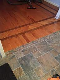 Pinwheel Slate Floor Entry Foyer Connected To Hardwood Floor With Banded Border Using A 45deg Laminate Flooring On Stairs Allure Vinyl Plank Flooring Flooring