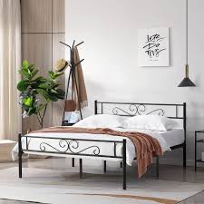Maybe you would like to learn more about one of these? Vecelo Metal Platform Bed Frame Slatted Bed Base With Vintage Headboard Full Black Walmart Com Walmart Com