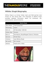 Golf tournament named after milkha singh to begin from november 1. Milkha Singh 5334 Sports Athletics