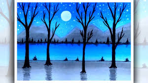 How To Draw Scenery Of Mountain Step By Step Moonlight Night Drawing Youtube That will be best 6. how to draw scenery of mountain step by step moonlight night drawing