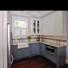 Two Tones Of Cabinets L Shaped Kitchen Kitchen Cabinet Styles Kitchen Design Small Kitchen Cabinet Design