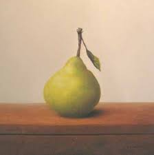 stuart dunkel pear 12x12 oil on board from renjeau galleries renjeau com stuart still life art pear