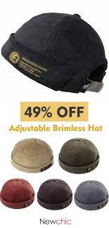 Adjustable Brimless Hats Retro Vogue Crimping Bucket Cap Hat Vintage Style Brimless Hat Mens Beret Hat Bucket Cap