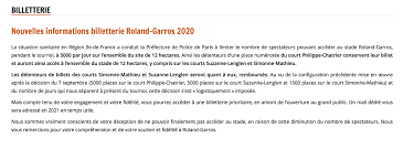 Jauges de spectateurs, pass sanitaire, billetterie. Roland Garros On Twitter Nouvelles Informations Sur La Billetterie Roland Garros 2020 Https T Co Lsuzkziktx