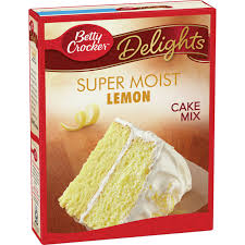 1 recipe homemade yellow cake mix + 3/4 cup water + 1 teaspoons vanilla + 1/2 cup butter, softened + 3 eggs. Betty Crocker Super Moist Lemon Cake Mix 15 25 Oz Walmart Com Walmart Com