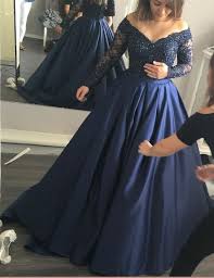 Long Sleeve Dark Navy Prom Dress Long Prom Dresses Charming Prom Dresses Evening Dress Prom Gowns Formal Women Dress Evening Dresses With Sleeves Dark Blue Prom Dresses Prom Dresses Blue