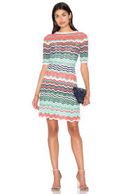 Fit Flare Zig Zag Mini Dress In Aqua Missoni Dress Zig Zag Dress Crochet Knit Dress