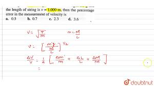 The Velocity Of Transverse Wave In A String Is V Sqrt T M Where T Is The Tension In The Youtube